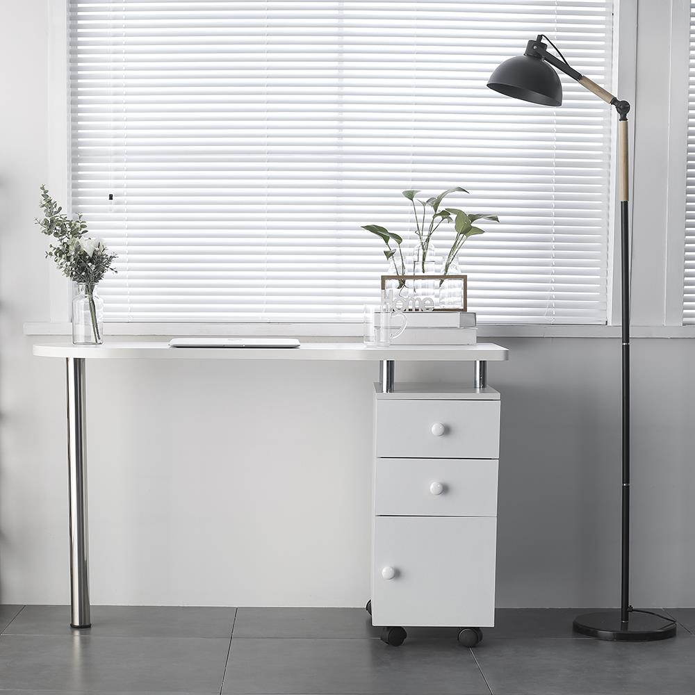 New Wooden Rolling Salon Manicure Nail Table WorkStation w/ Storage